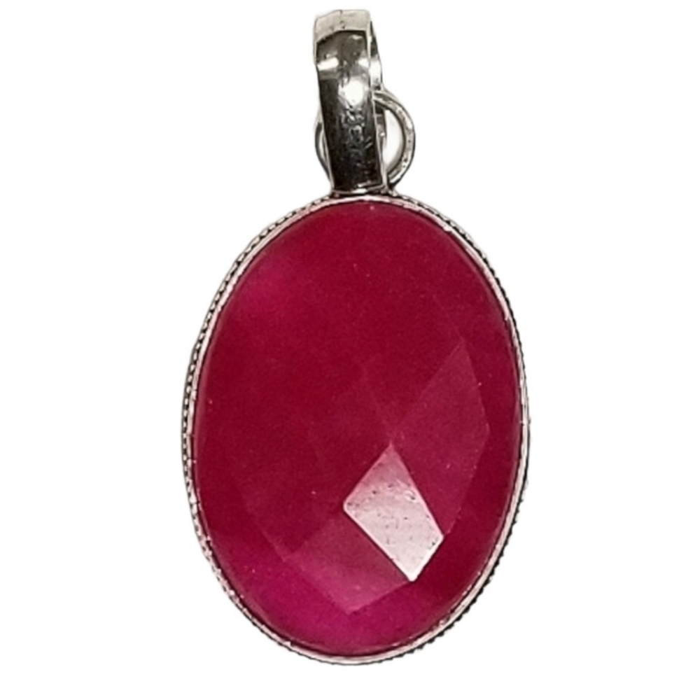 Faceted Ruby Gemstone 925 Silver Overlay - image 7